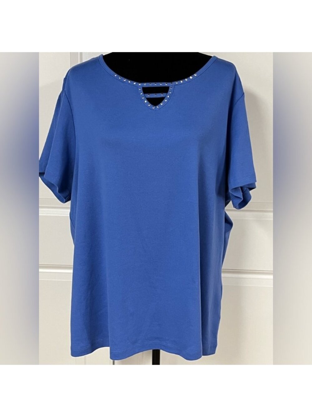 Karen Scott Embellished Neck Knit Top - Picture 2 of 7